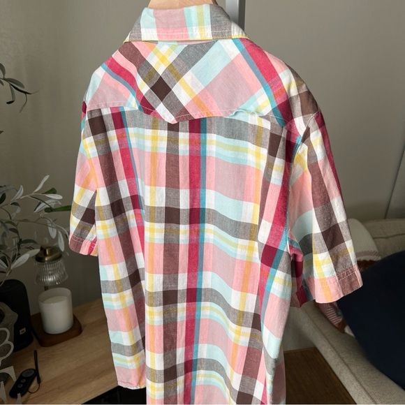 Arizona Boy’s S/S Snap Close Pink/yellow/red/teal Plaid Shirt Size M (10/12) - Picture 7 of 11